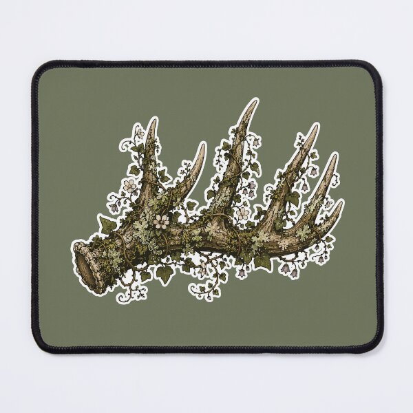 Item preview, Moss Covered Deer Antler with Wild Vines Botanical Illustration designed and sold by SimplePoDesign.