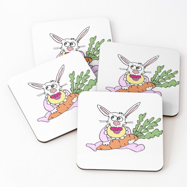 Item preview, Baby Easter Bunny Sticker | Cute Baby Shower Bunny & Giant Carrot Cartoon designed and sold by MyxaART.