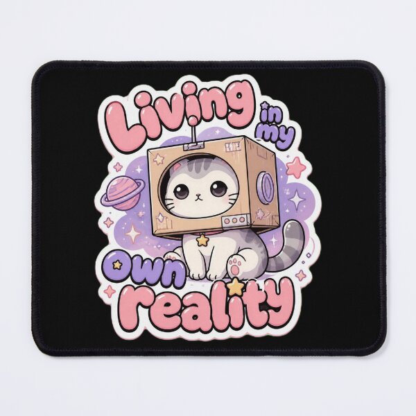 Item preview, Living In My Own Reality Cute Cat Astronaut Sticker designed and sold by Cat Meme Fund.