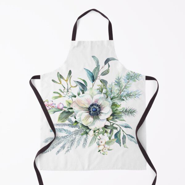 Item preview, White Winter Anemone Watercolor Winter Berries & Botanical Greenery designed and sold by art-tee-ua.