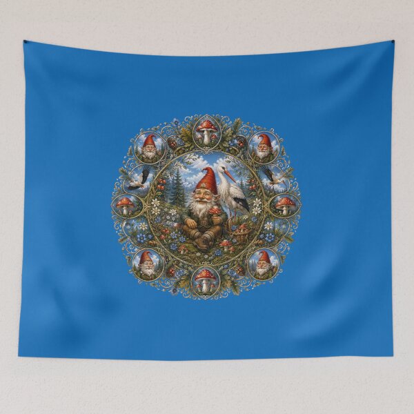Item preview, Alpine Gnome & Stork Mandala – Enchanted Forest Fantasy designed and sold by Alpine-Ink.