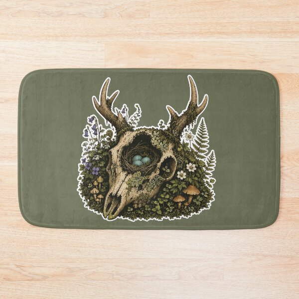 Item preview, Deer Skull Bird Nest with Blue Eggs Botanical Woodland Illustration designed and sold by SimplePoDesign.