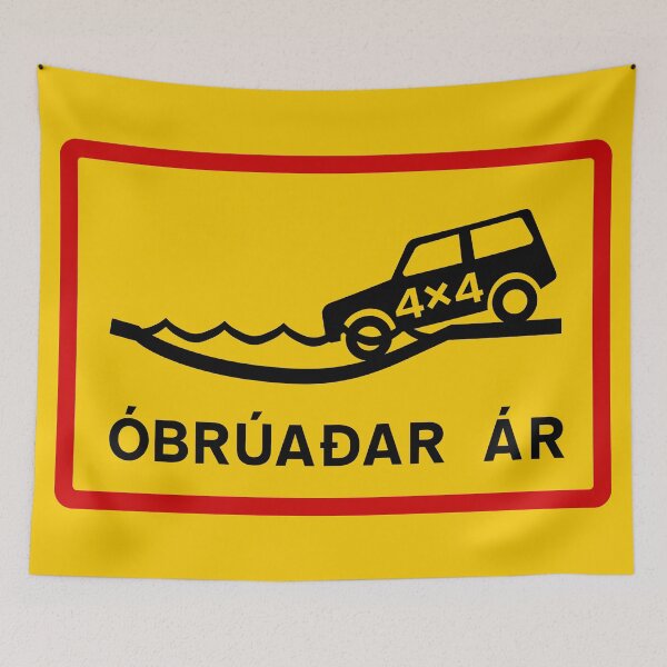 Item preview, Unbridged River Crossing (Óbrúaðar Ár) - Icelandic Road Sign designed and sold by Signs of Iceland.