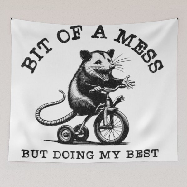 Item preview, Funny Opossum Kind of a Mess But Doing My Best Vintage Meme | Cute Possum Humor Gift designed and sold by Mahdi Barigou.
