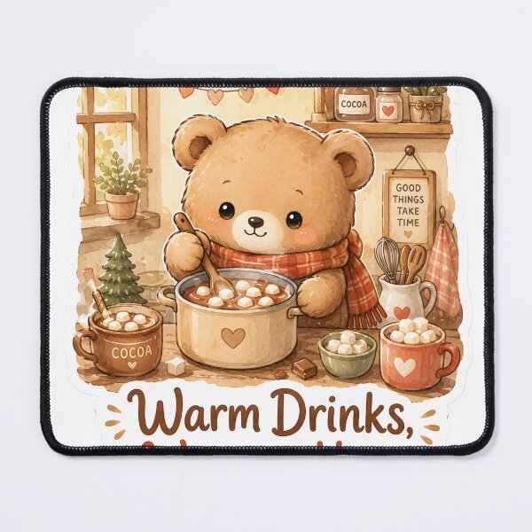 Item preview, Cute Cozy Teddy Bear Hot Cocoa Sticker | Warm Drinks, Warmer Hugs | Autumn & Winter Kawaii Bear designed and sold by BLOOMVELLE.