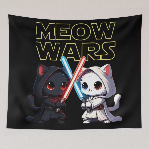 Item preview, Cute Meow Wars cats with lightsabers designed and sold by Raulovski.