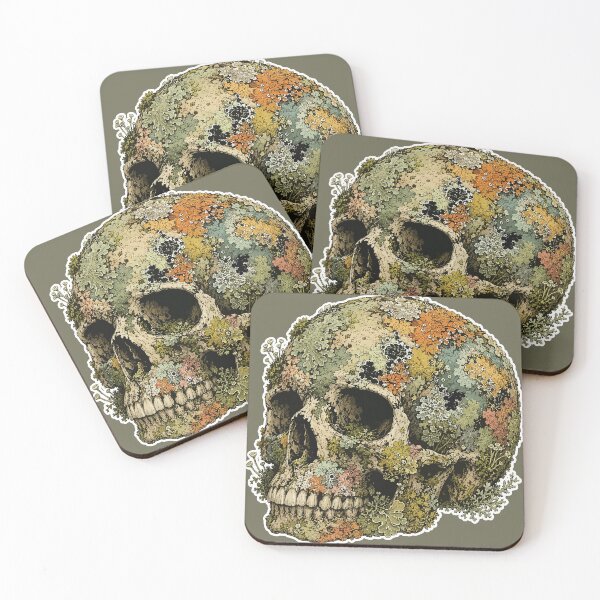 Item preview, Lichen Covered Human Skull Botanical Illustration designed and sold by SimplePoDesign.