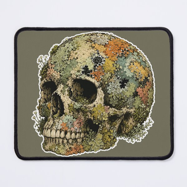 Item preview, Lichen Covered Human Skull Botanical Illustration designed and sold by SimplePoDesign.