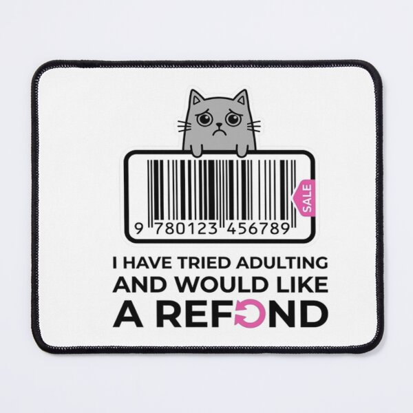 Item preview, Funny Adulting Refund Sad Cat Barcode Meme Graphic designed and sold by LUKOWEAR.