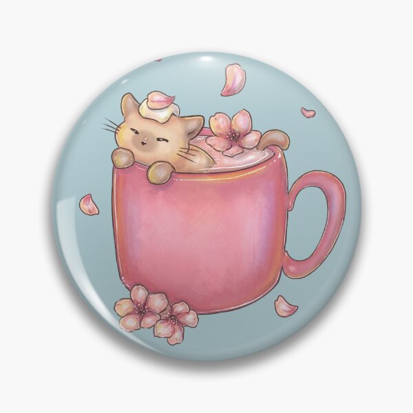 Item preview, Pink cherry blossom tea cup with cat designed and sold by Denise, Denisn't.