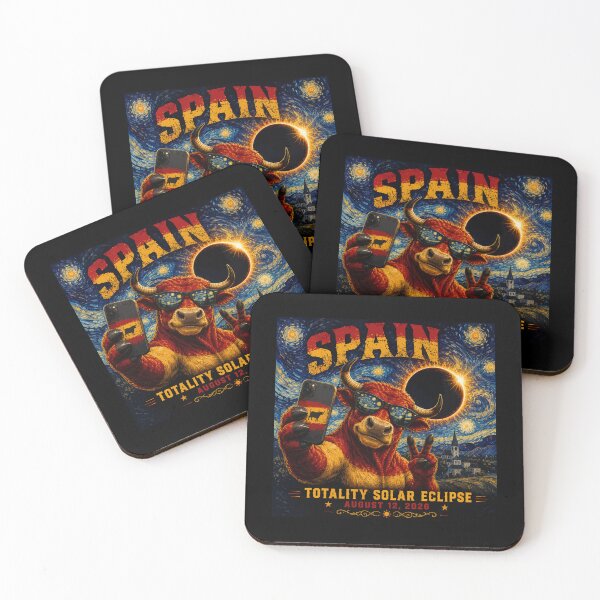 Item preview, Spain Totality Solar Eclipse August 12 2026 - Starry Night Bull Selfie Art designed and sold by DreamPup.