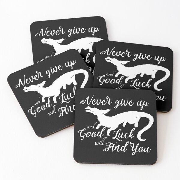 Item preview, Never Give Up and Good Luck Will Find You - Falcor Luck Dragon Quote designed and sold by stacree.