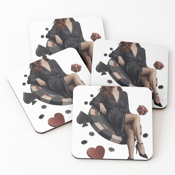 Item preview, Glamorous redhead woman sitting on casino chip surrounded as PNG asset designed and sold by Creative88Art.