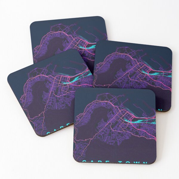 Item preview, Cape Town Neon Street Map Poster, Purple Blue South Africa Wall Art designed and sold by LASTIQUE-dd.