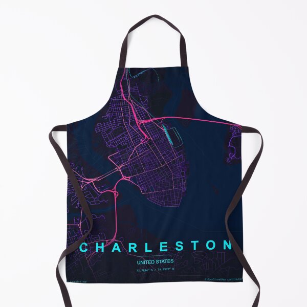 Item preview, Charleston Neon Street Map Poster, Purple Blue South Carolina Wall Art designed and sold by LASTIQUE-dd.