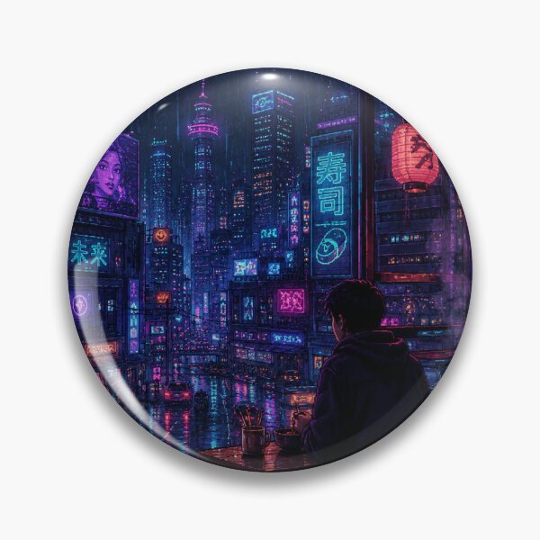 Item preview, Cyberpunk Sushi Bar at Night – Cozy Neon Pixel Art Cityscape | 16-Bit Synthwave Wall Art designed and sold by Pixel_lab.