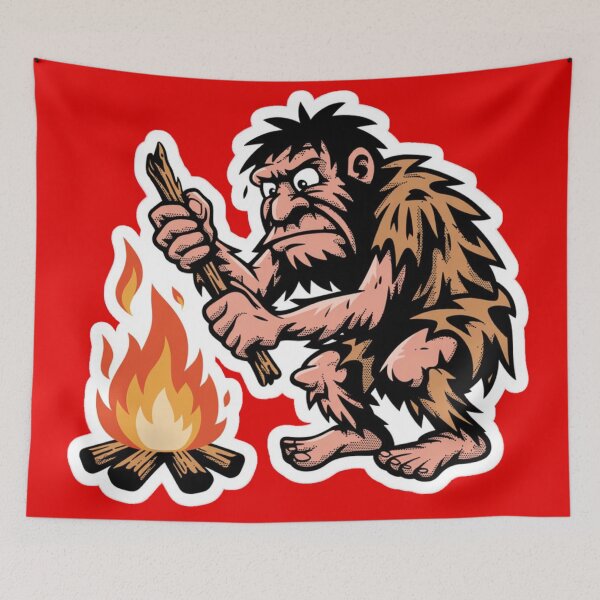 Item preview, A prehistoric caveman trying to light a fire  designed and sold by 123ks.