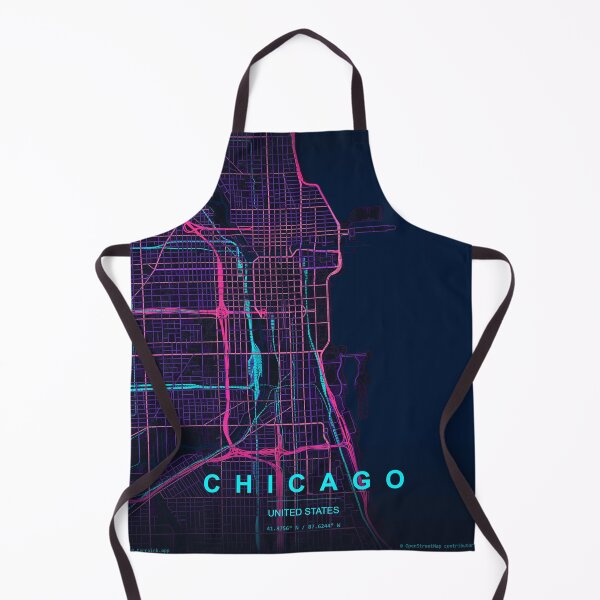 Item preview, Chicago Neon Street Map Poster, Purple Blue Illinois Wall Art designed and sold by LASTIQUE-dd.