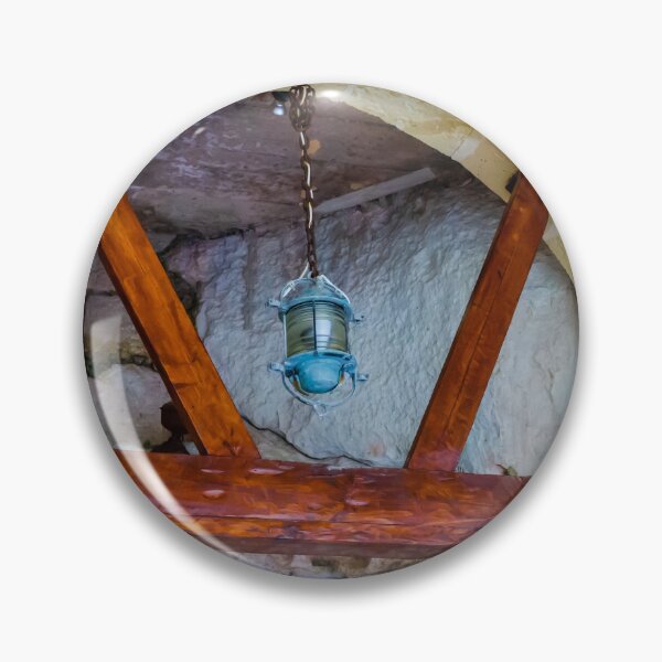 Item preview, Hanging Lantern Under Wooden Beams and Stone Archway in Rustic Historic Mediterranean Interior designed and sold by Nmallia.