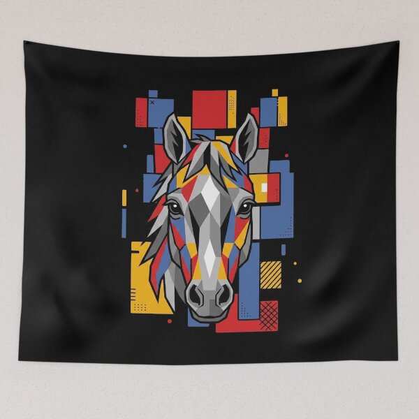 Item preview, Funny Horse Colorful Blocks Geometric Art Boys Girls Kids designed and sold by FurryHavenPH.