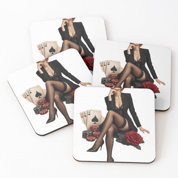 Item preview, Sophisticated redhead woman posing with playing as isolated object designed and sold by Creative88Art.