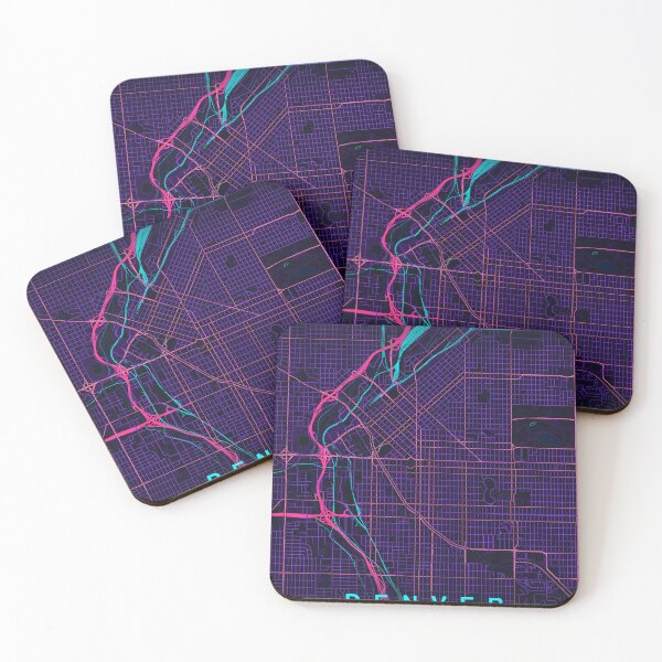 Item preview, Denver Neon Street Map Poster, Purple Blue Colorado Wall Art designed and sold by LASTIQUE-dd.