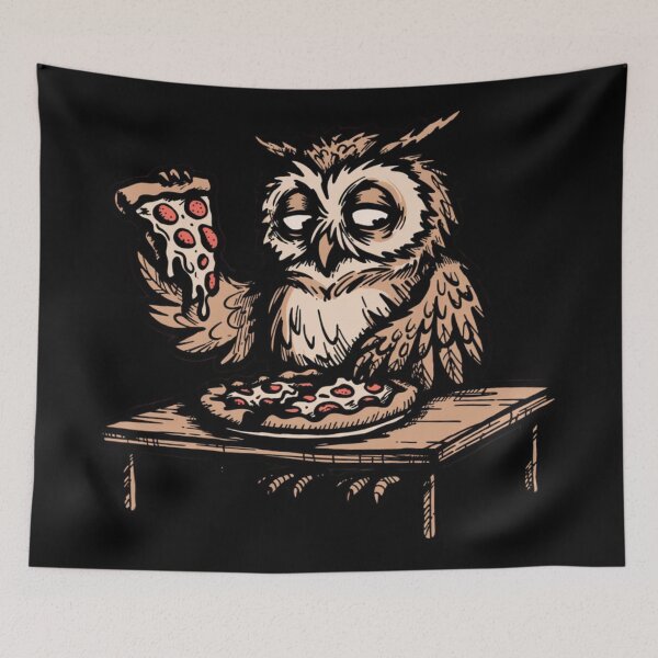 Item preview, Owl eating pizza designed and sold by 123ks.
