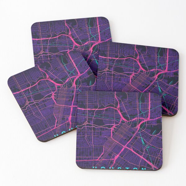 Item preview, Houston Neon Street Map Poster, Purple Blue Texas Wall Art designed and sold by LASTIQUE-dd.