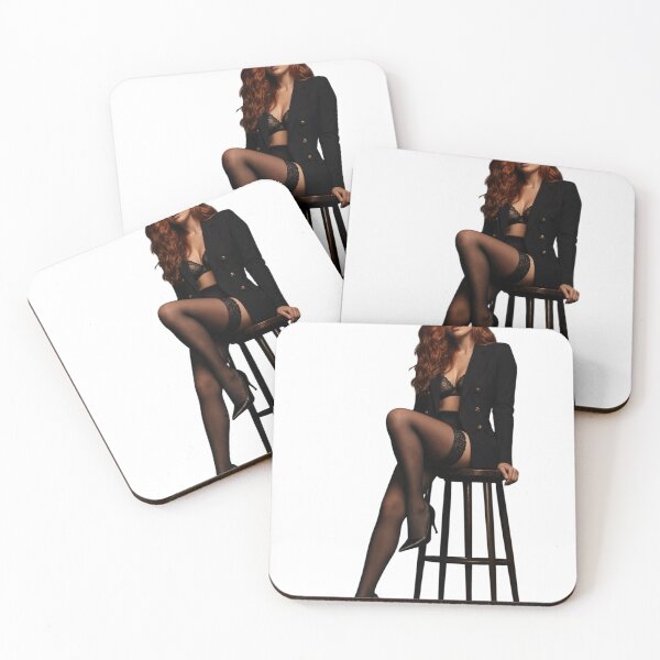 Item preview, Stylish redhead model sitting on high stool as transparent object designed and sold by Creative88Art.