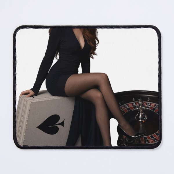 Item preview, Woman in black dress posing with casino roulette wheel as PNG asset designed and sold by Creative88Art.