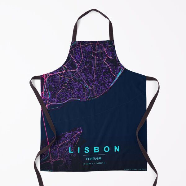 Item preview, Lisbon Neon Street Map Poster, Purple Blue Portugal Wall Art designed and sold by LASTIQUE-dd.
