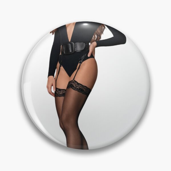 Item preview, Woman wearing black bodysuit and patterned stockings as isolated PNG designed and sold by Creative88Art.