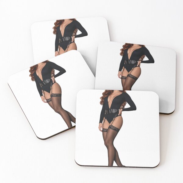 Item preview, Woman wearing black bodysuit and patterned stockings as isolated PNG designed and sold by Creative88Art.