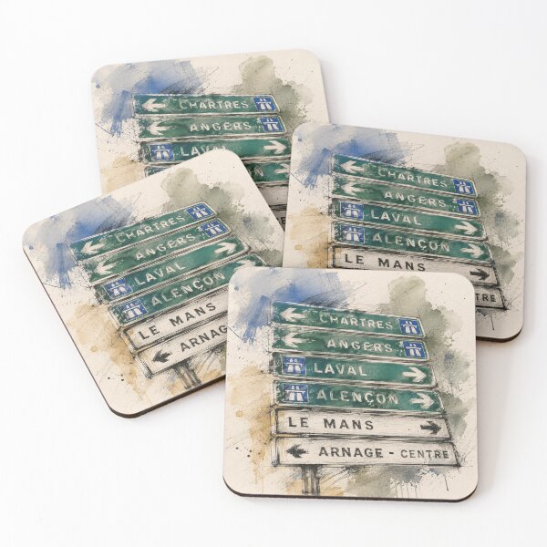 Item preview, Le Mans Road Signs - Watercolor  designed and sold by Velocity Vignettes.