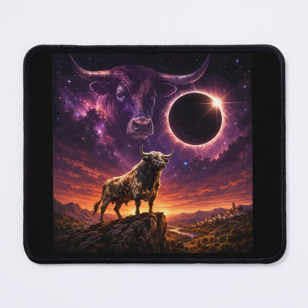 Item preview, Cosmic Total Solar Eclipse Spanish Bull Galaxy Landscape Art designed and sold by DreamPup.