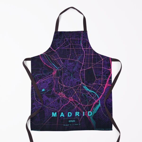Item preview, Madrid Neon Street Map Poster, Purple Blue Spain Wall Art designed and sold by LASTIQUE-dd.