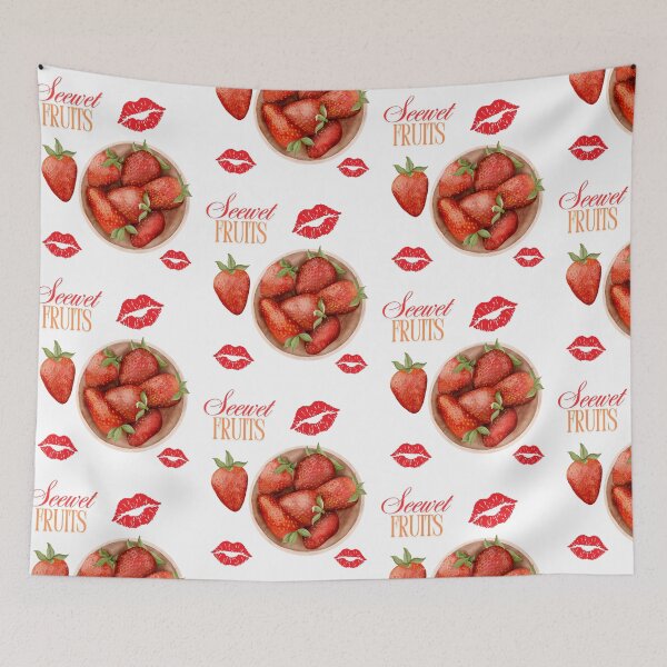 Item preview, ​Sweet Fruits Kiss: Passionate Strawberry and Lips Aesthetic designed and sold by OlgaLuna_design.
