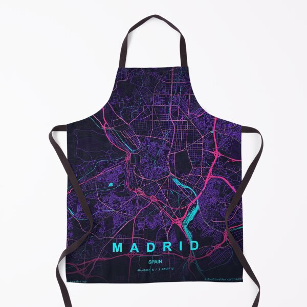 Item preview, Madrid Neon City Grid Map Poster, Purple Blue Spain Wall Art designed and sold by LASTIQUE-dd.