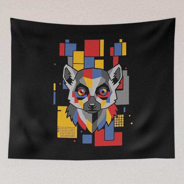 Item preview, Funny Lemur Colorful Blocks Geometric Art Boys Girls Kids designed and sold by FurryHavenPH.