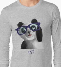 Cute funny panda saying Hi a birthday t-shirt gift Long Sleeve T-Shirt