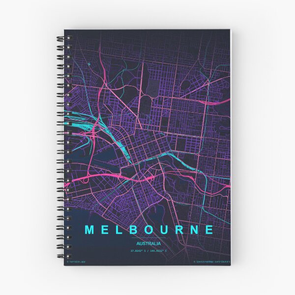 Item preview, Melbourne Neon Street Map Poster, Purple Blue Australia Wall Art designed and sold by LASTIQUE-dd.