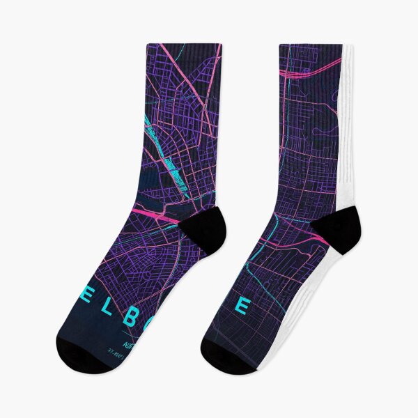 Item preview, Melbourne Neon Street Map Poster, Purple Blue Australia Wall Art designed and sold by LASTIQUE-dd.