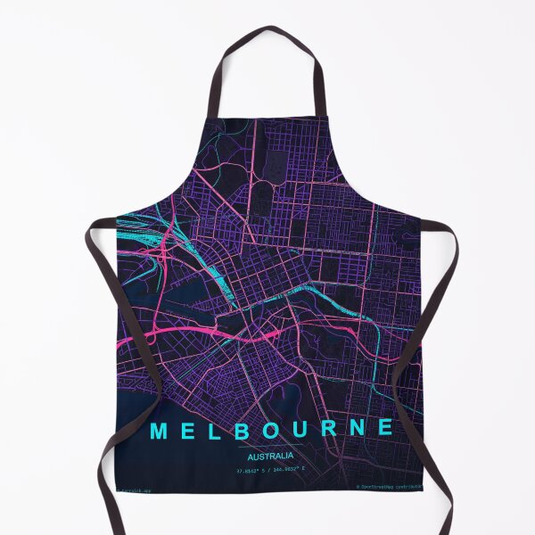 Item preview, Melbourne Neon Street Map Poster, Purple Blue Australia Wall Art designed and sold by LASTIQUE-dd.