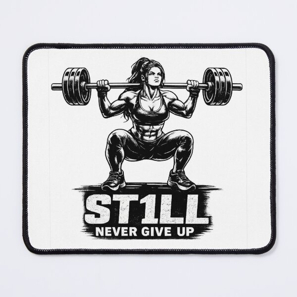 Item preview, ST1LL Never Give Up – Female Barbell Squat Motivation designed and sold by ST1LL ONE.