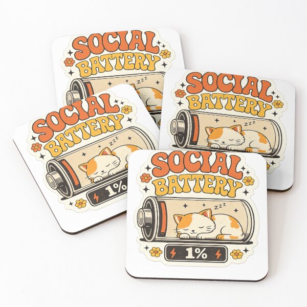 Item preview, Social Battery 1% Cute Sleepy Cat Sticker designed and sold by Herodestroyer.