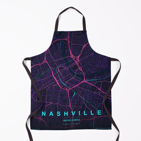 Item preview, Nashville Neon Street Map Poster, Purple Blue Tennessee Wall Art designed and sold by LASTIQUE-dd.