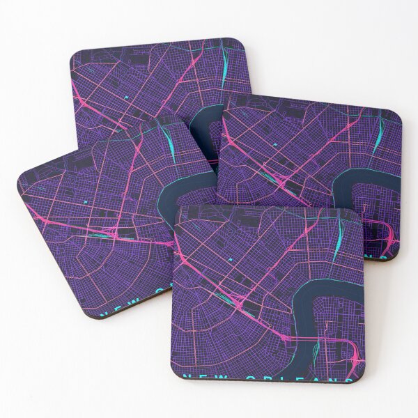 Item preview, New Orleans Neon Street Map Poster, Purple Blue Louisiana Wall Art designed and sold by LASTIQUE-dd.