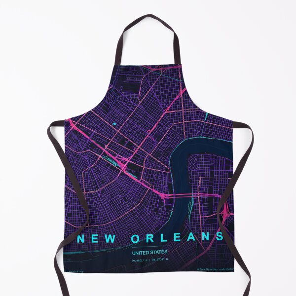 Item preview, New Orleans Neon Street Map Poster, Purple Blue Louisiana Wall Art designed and sold by LASTIQUE-dd.