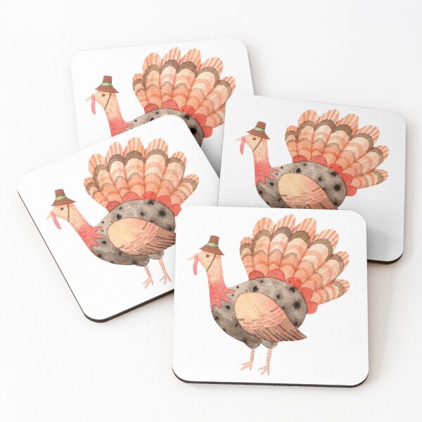 Item preview, Cute Watercolor Turkey Wearing Pilgrim Hat  – Thanksgiving Bird Illustration designed and sold by White Rabbit Design .