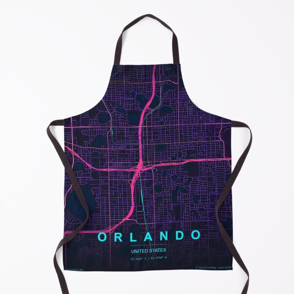 Item preview, Orlando Neon Street Map Poster, Purple Blue Florida Wall Art designed and sold by LASTIQUE-dd.